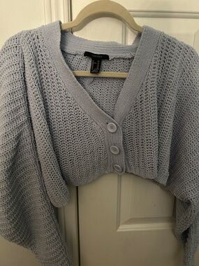 Forever 21 Light Lavender Cropped Knit Button Cardigan